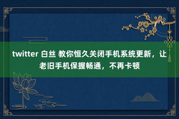 twitter 白丝 教你恒久关闭手机系统更新，让老旧手机保握畅通，不再卡顿
